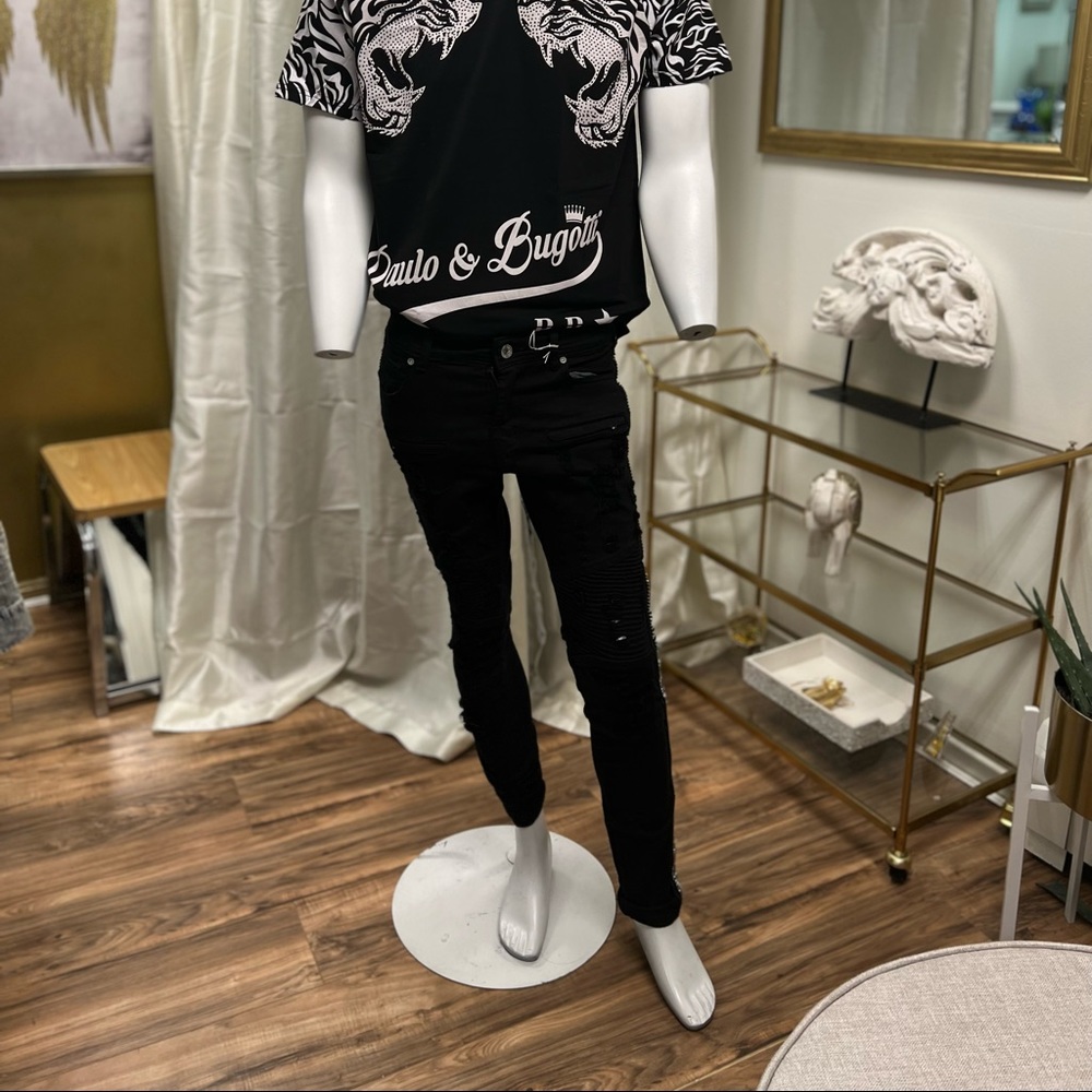 European Fashion zíper skin jeans